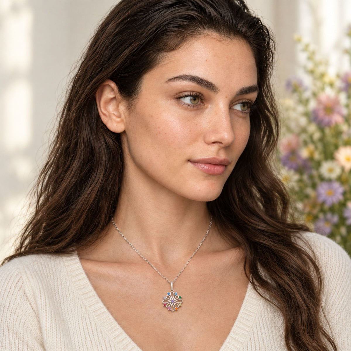 Mujer con collar Donna de plata 925 con piedras multicolor - Andrea Jewels