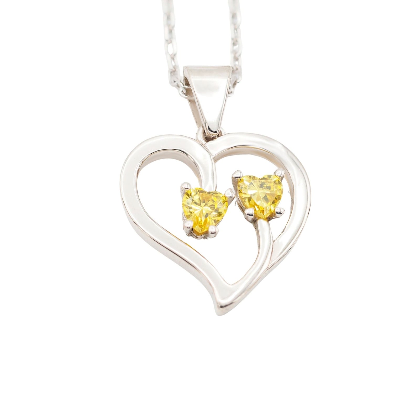 Collar Duo de plata con dos piedras amarillas - Andrea Jewels