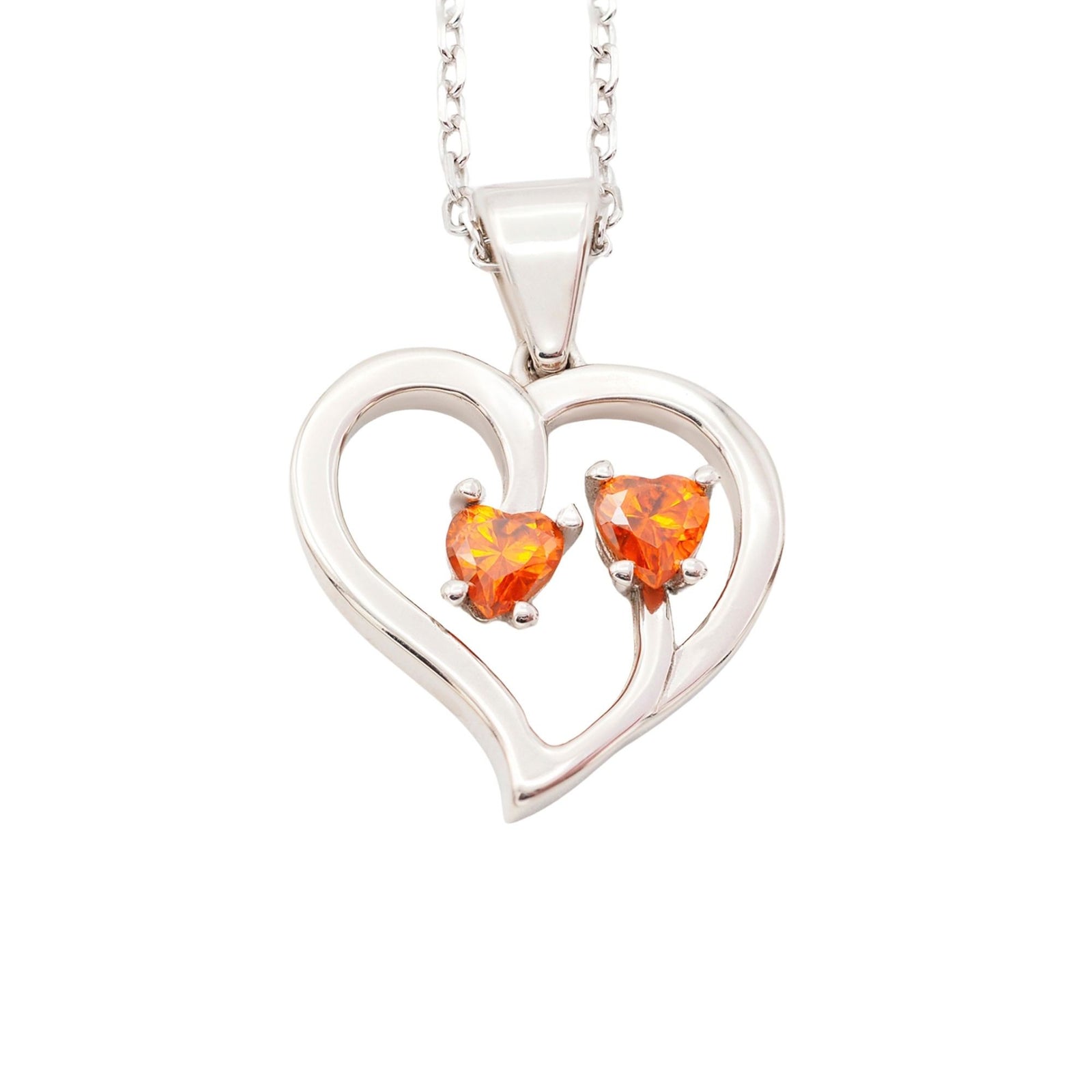 Collar Duo de plata con dos piedras naranjas - Andrea Jewels