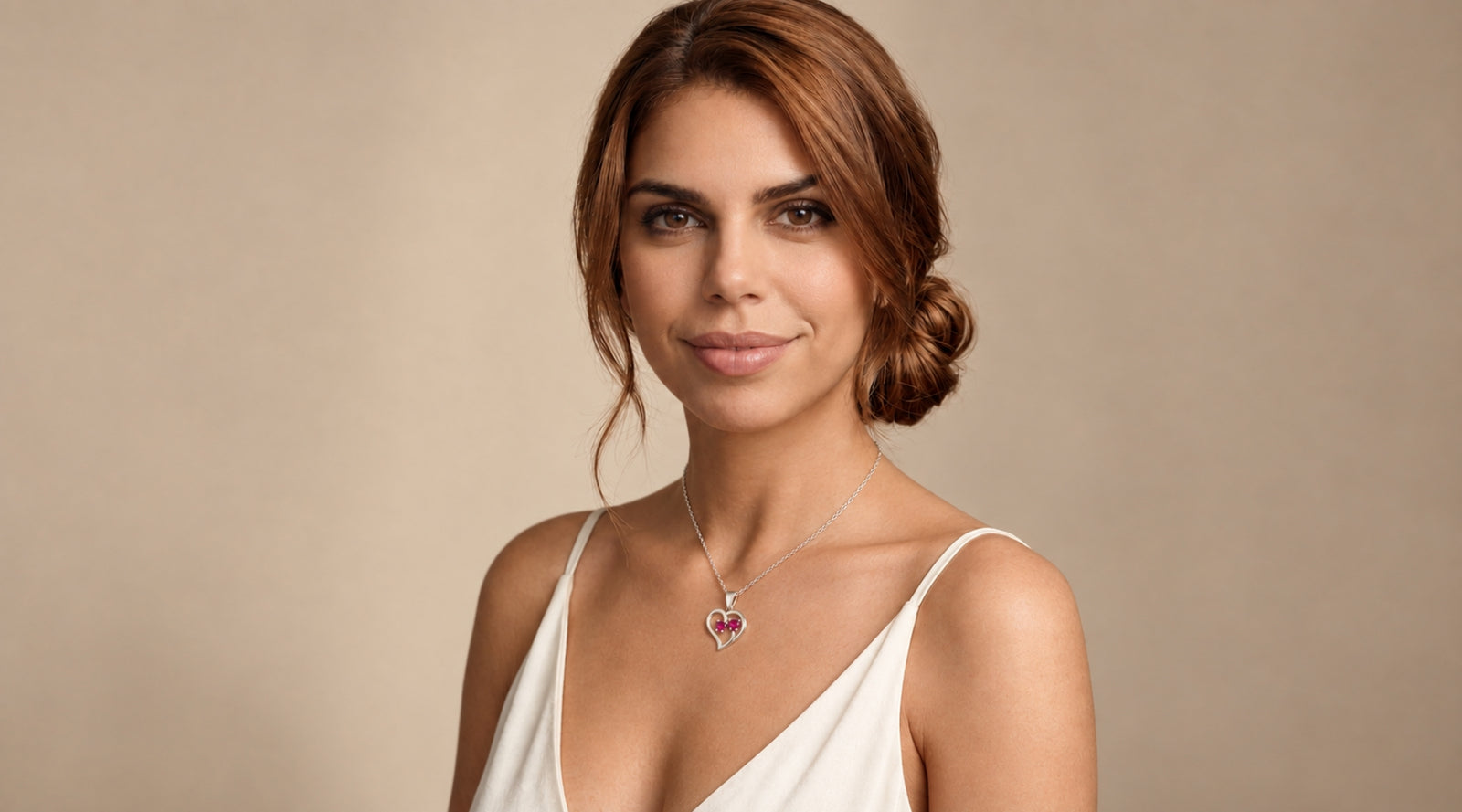 Collar Duo de plata con piedra roja - Andrea Jewels