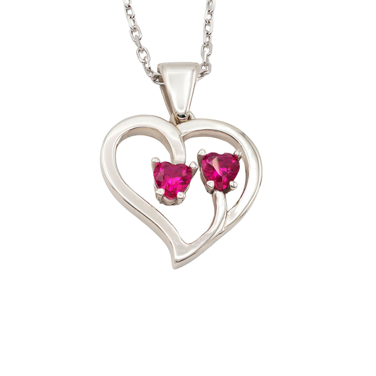 Collar Duo de plata con piedra rojo - Andrea Jewels