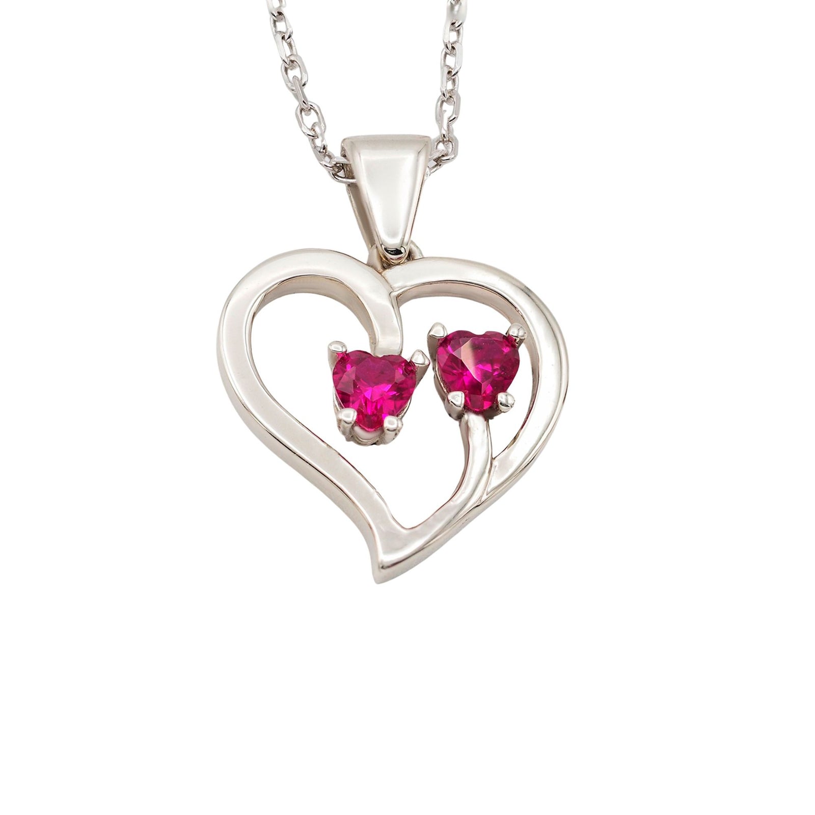 Collar Duo de plata con piedra rojo - Andrea Jewels
