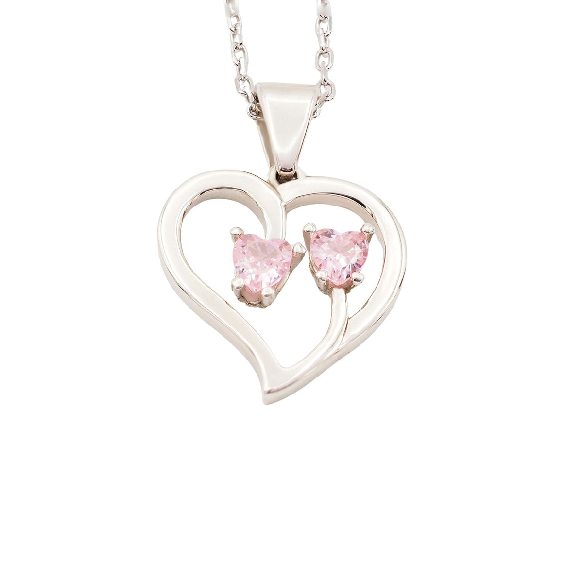 Collar Duo de plata con dos piedras rosas - Andrea Jewels