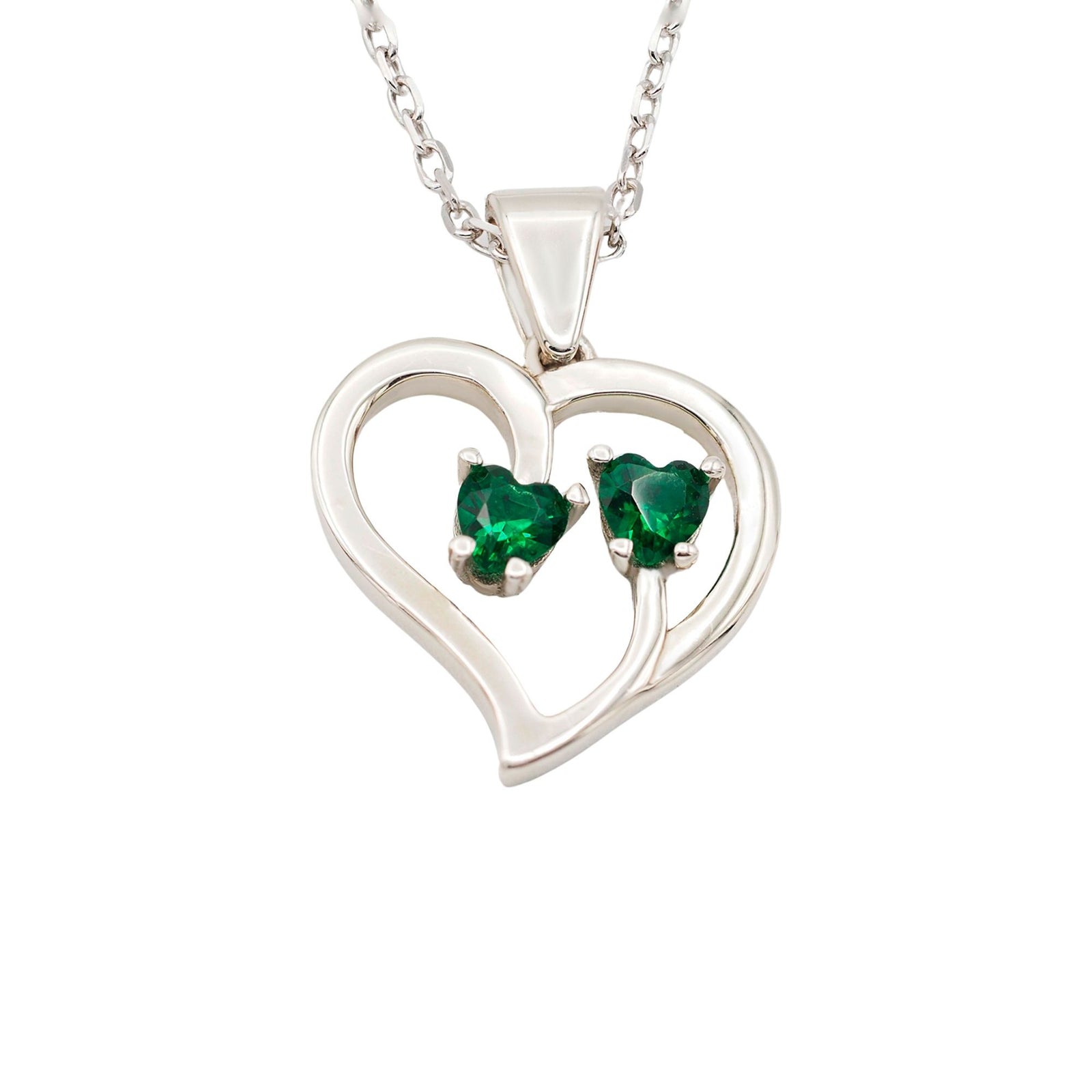 Collar Duo de plata con dos piedras verdes - Andrea Jewels