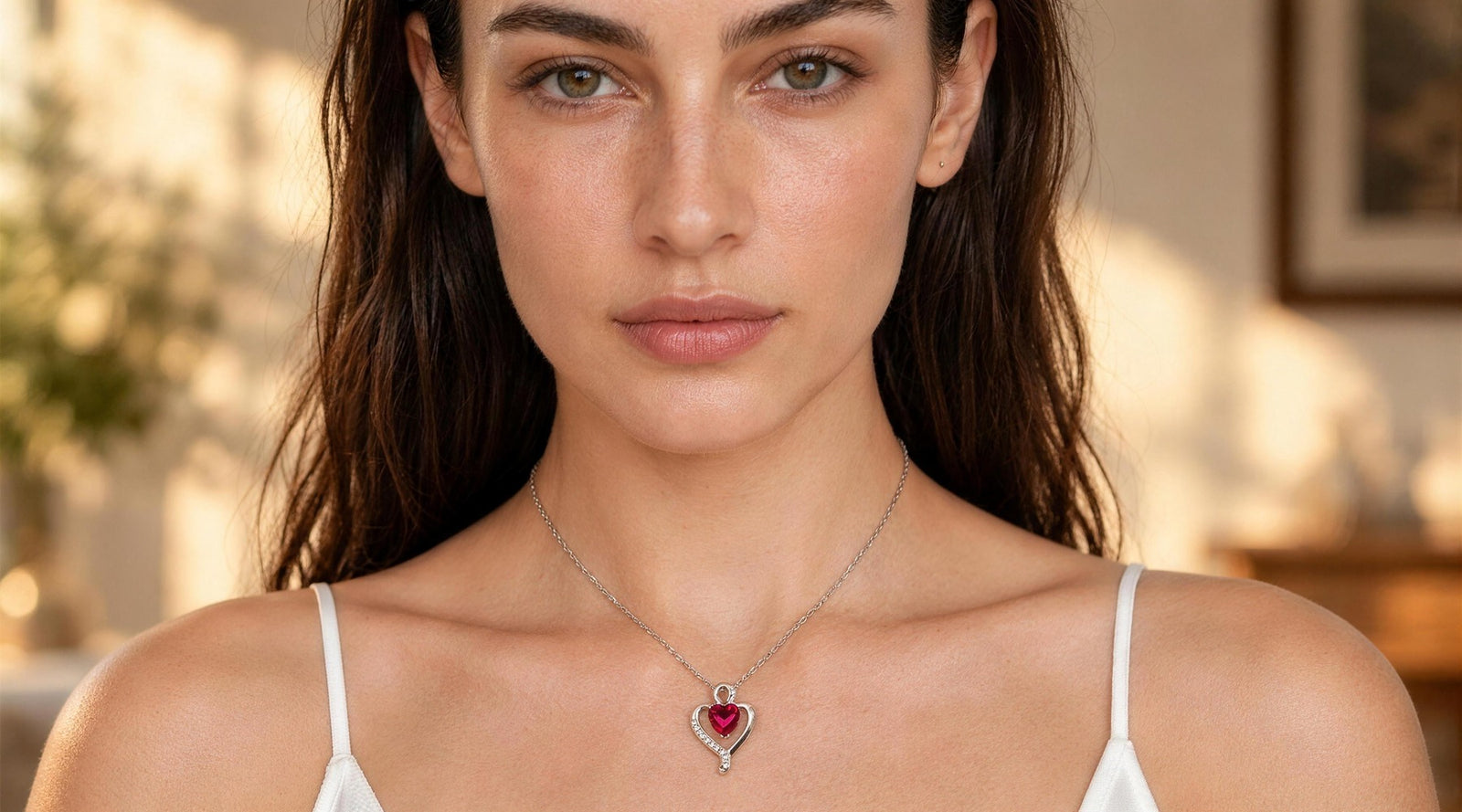 Collar Nina de plata con piedra roja - Andrea Jewels