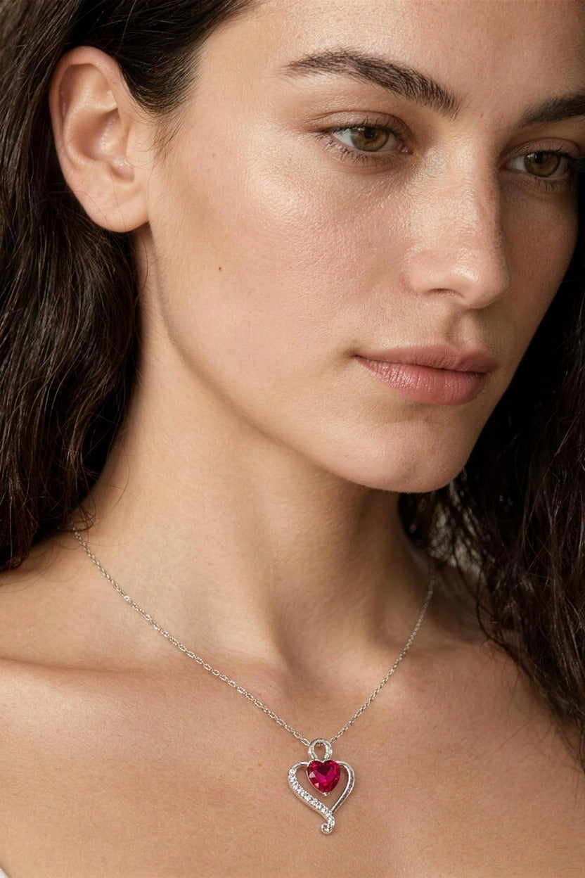 Collar Nina de plata con piedra roja - Andrea Jewels