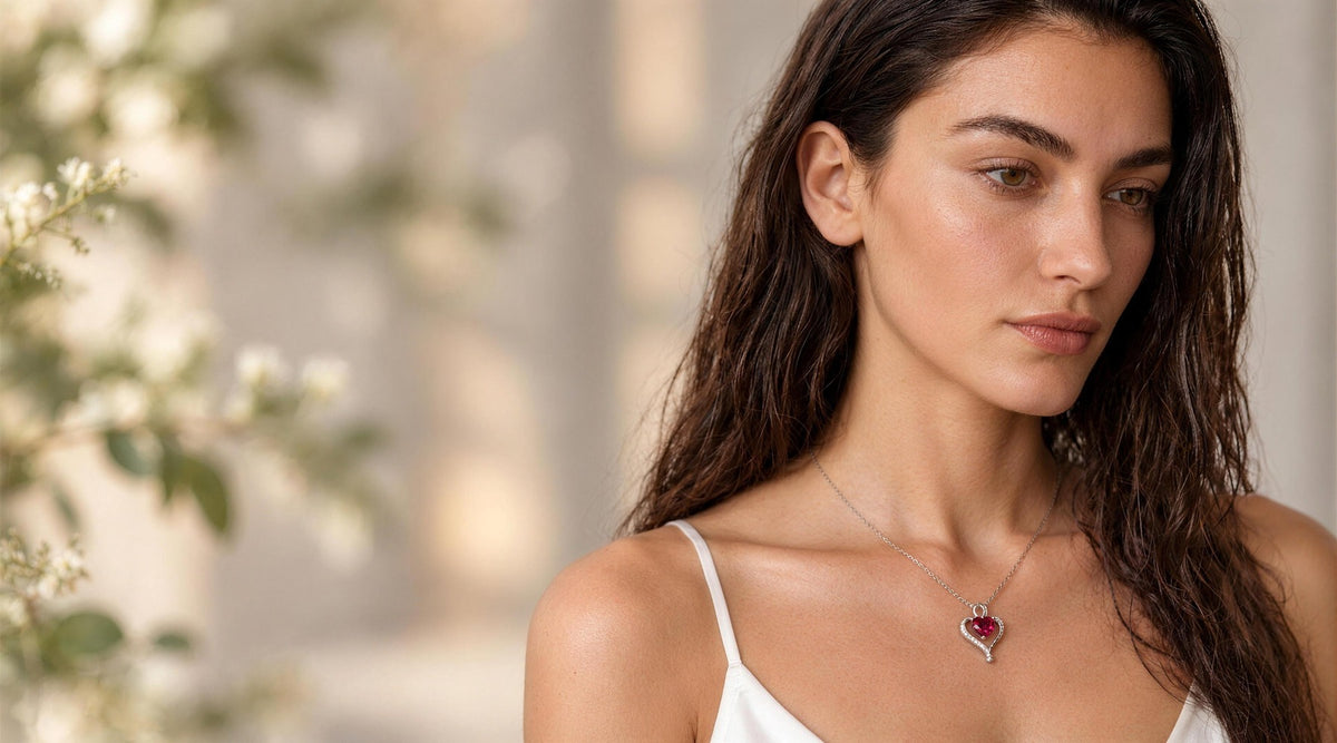 Collar Nina de plata con piedra roja - Andrea Jewels