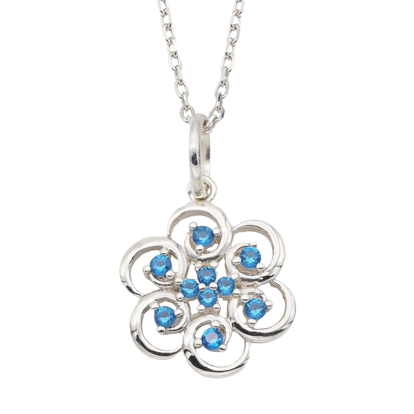 Collar Poppy de plata 925 con piedras azules - Andrea Jewels
