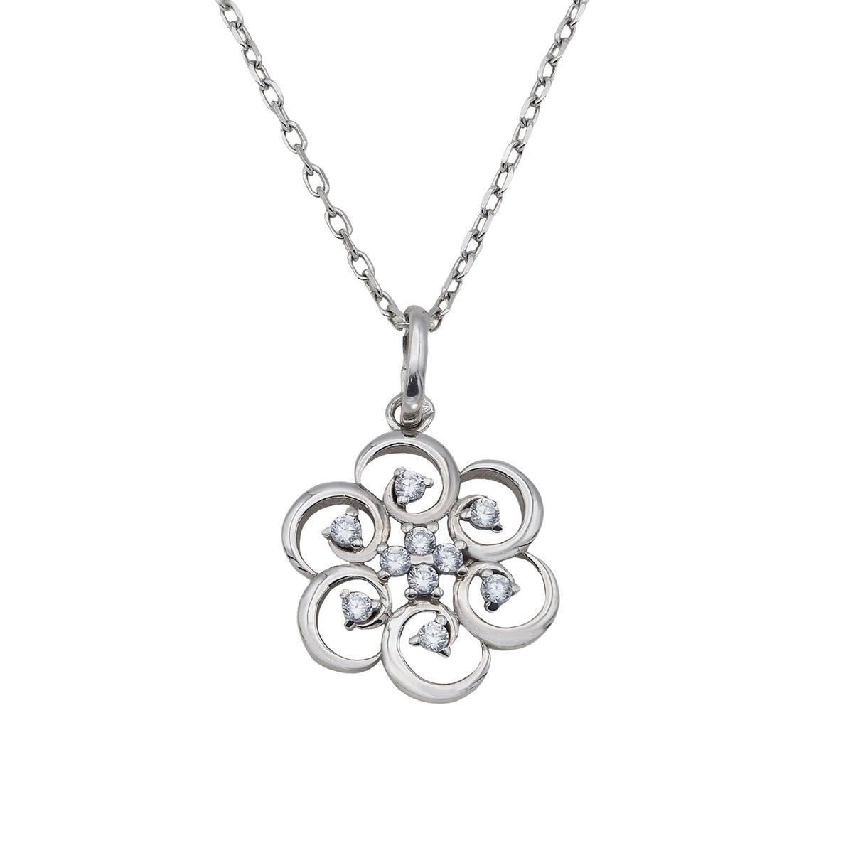 Collar Poppy de plata 925 con piedras blancas - Andrea Jewels