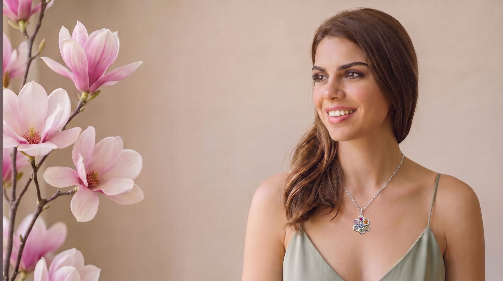 Collar Poppy de plata multicolor - Andrea Jewels