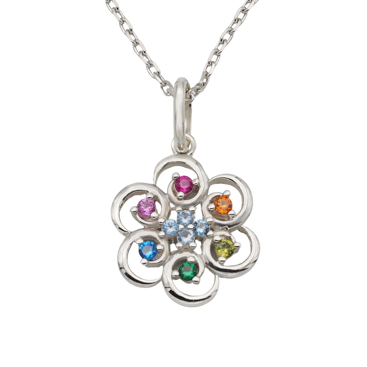 Collar Poppy de plata 925 con piedras multicolor - Andrea Jewels