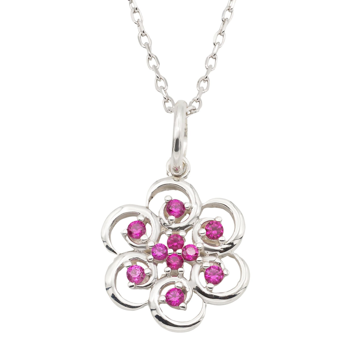 Collar Poppy de plata 925 con piedras rojas - Andrea Jewels