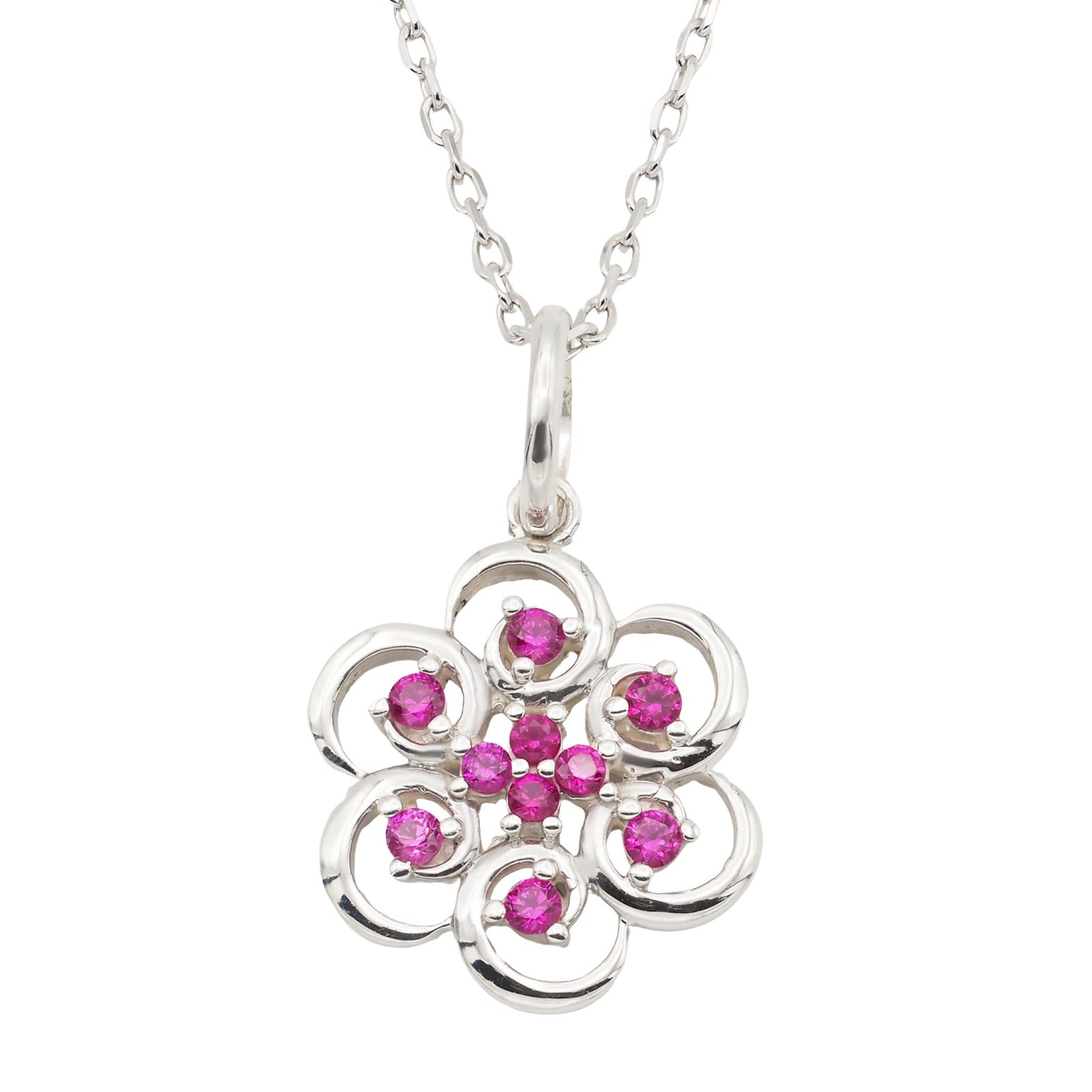 Collar Poppy de plata 925 con piedras rojas - Andrea Jewels