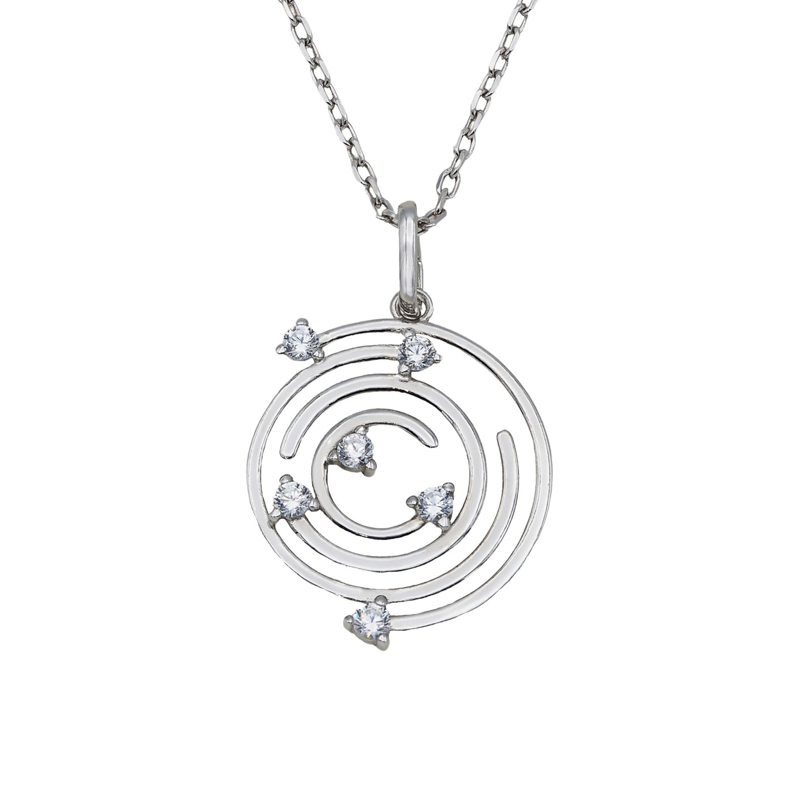 Collar Spiral de plata con piedra blanca - Andrea Jewels