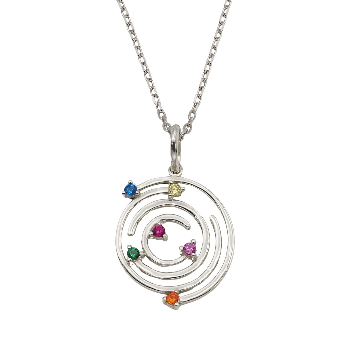 Collar Spiral de plata con piedras multicolor - Andrea Jewels