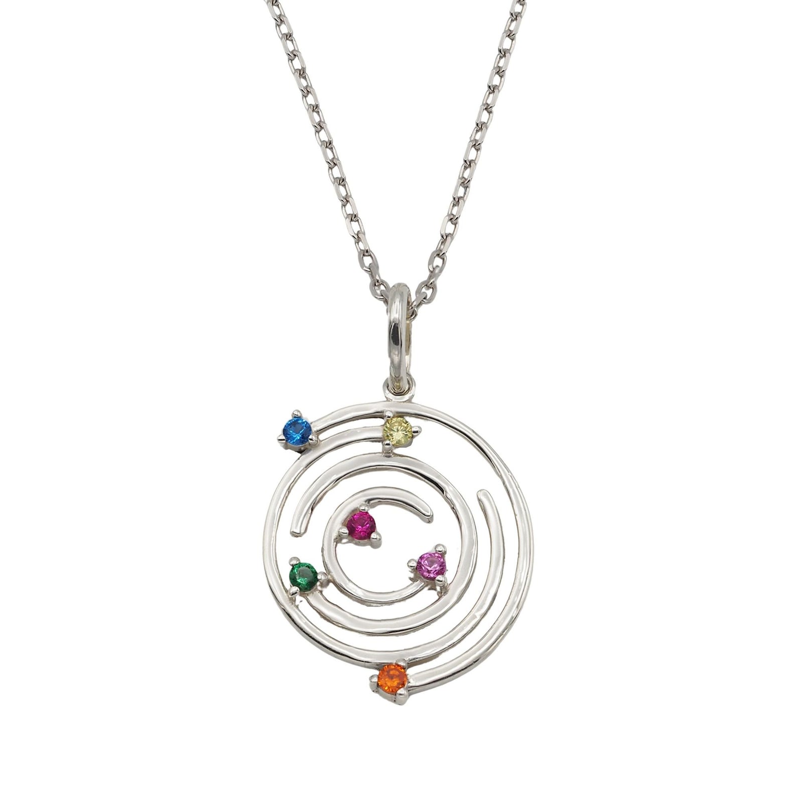 Collar Spiral de plata con piedras multicolor - Andrea Jewels