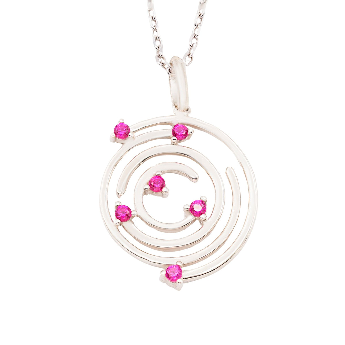 Collar Spiral de plata con piedra roja - Andrea Jewels