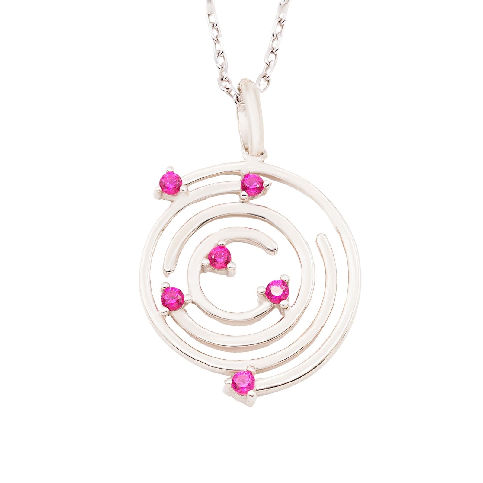 Collar Spiral de plata con piedra roja - Andrea Jewels