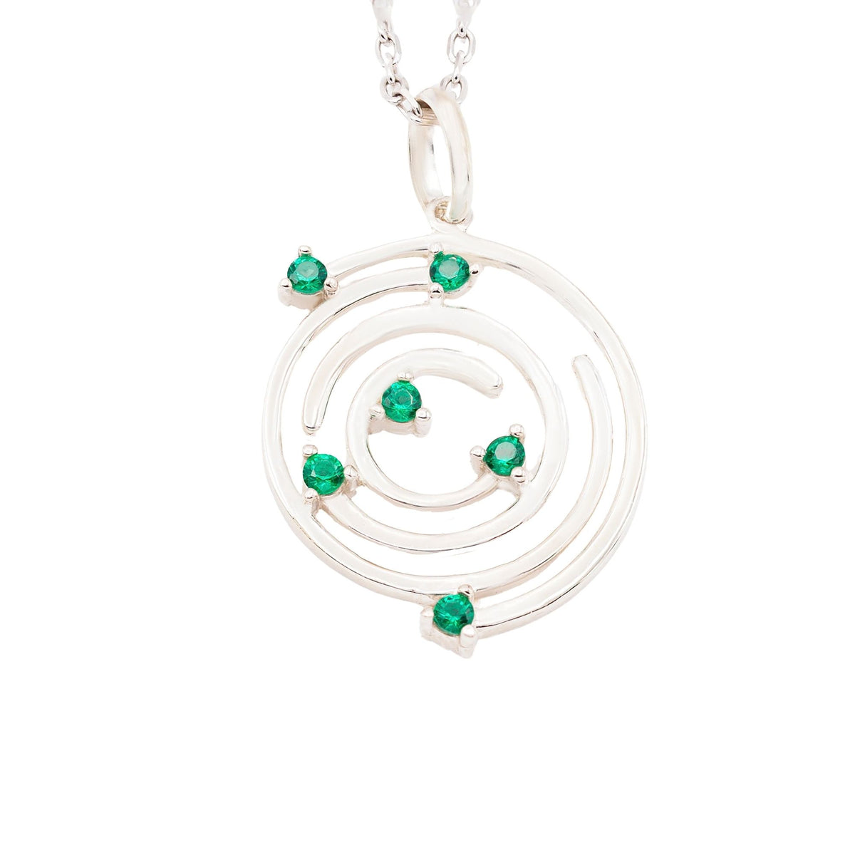 Collar Spiral de plata con piedra verde - Andrea Jewels