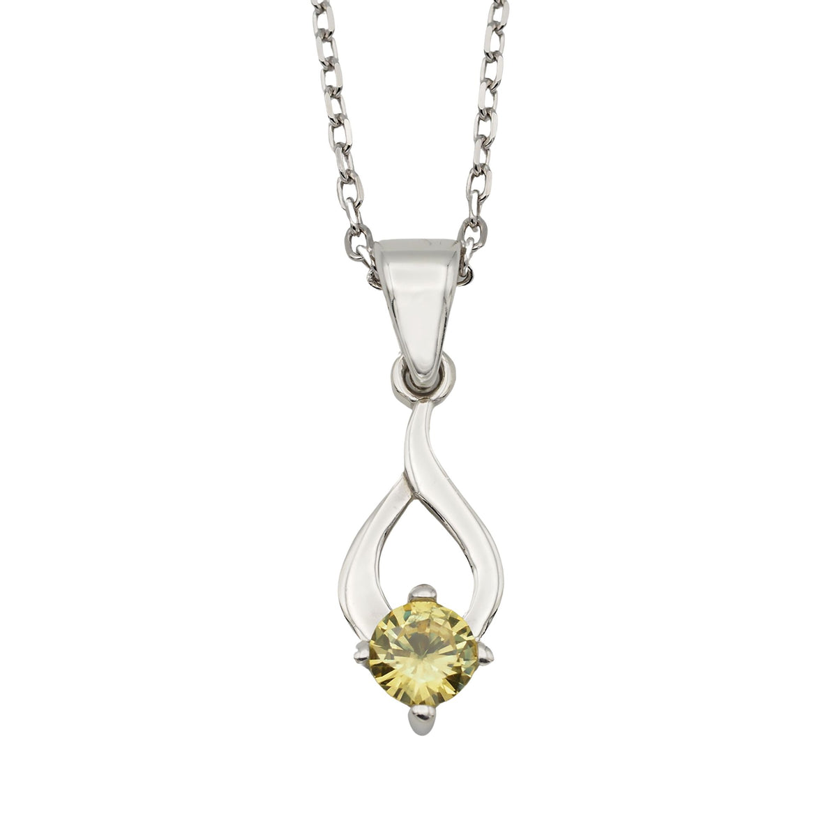 Collar Tear de plata con piedra amarilla - Andrea Jewels