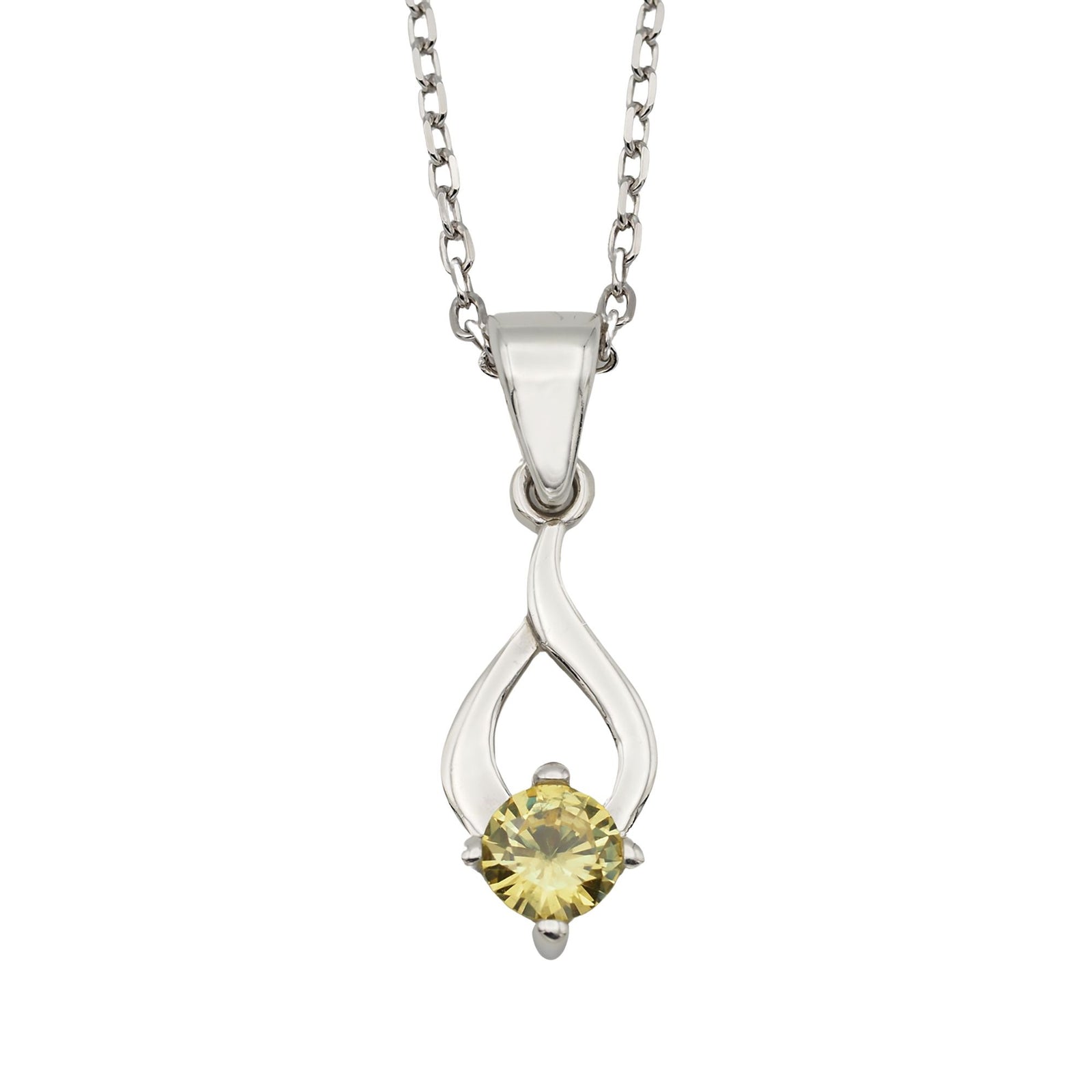 Collar Tear de plata con piedra amarilla - Andrea Jewels