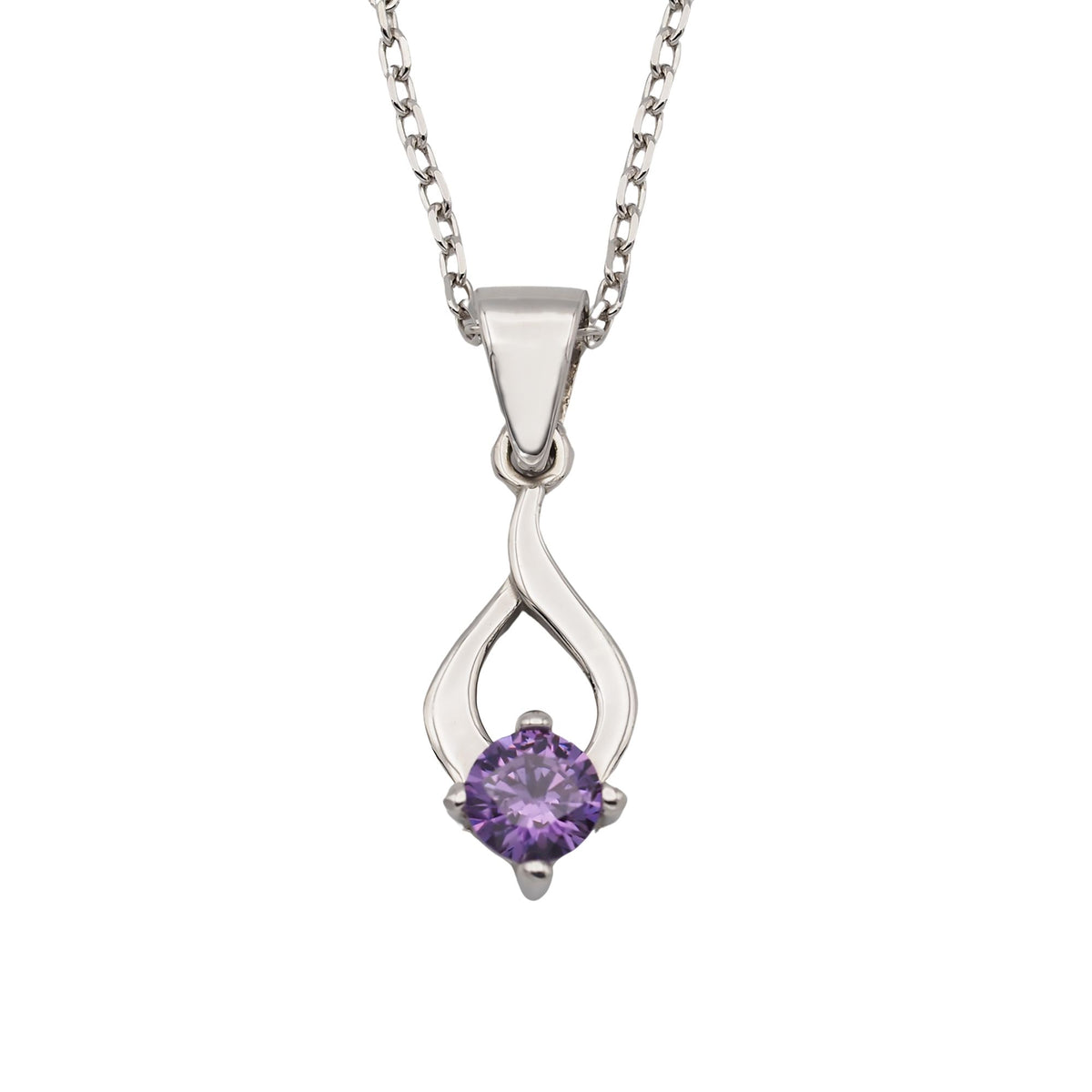 Collar Tear de plata con piedra amatista - Andrea Jewels