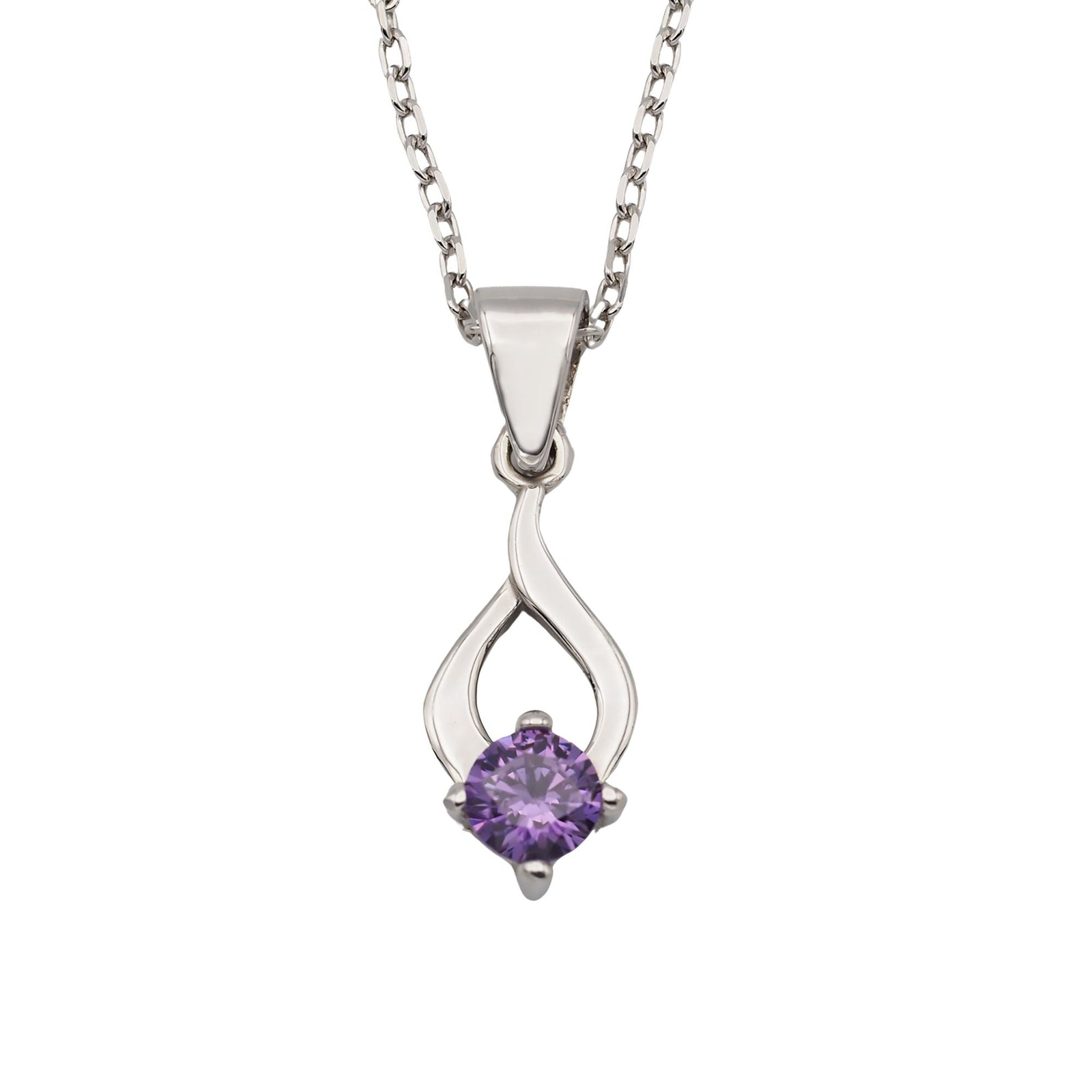 Collar Tear de plata con piedra amatista - Andrea Jewels