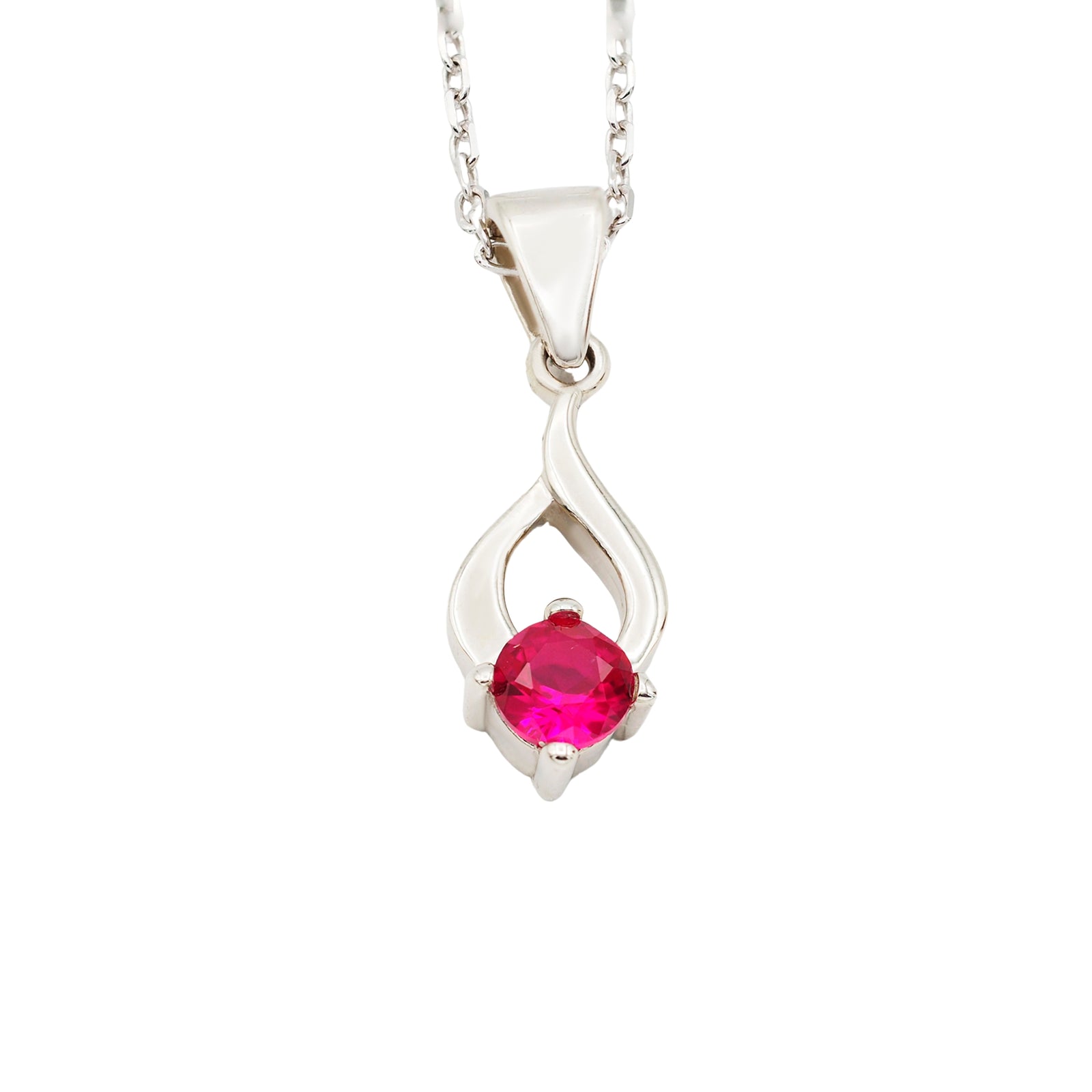Collar Tear de plata con piedra roja - Andrea Jewels