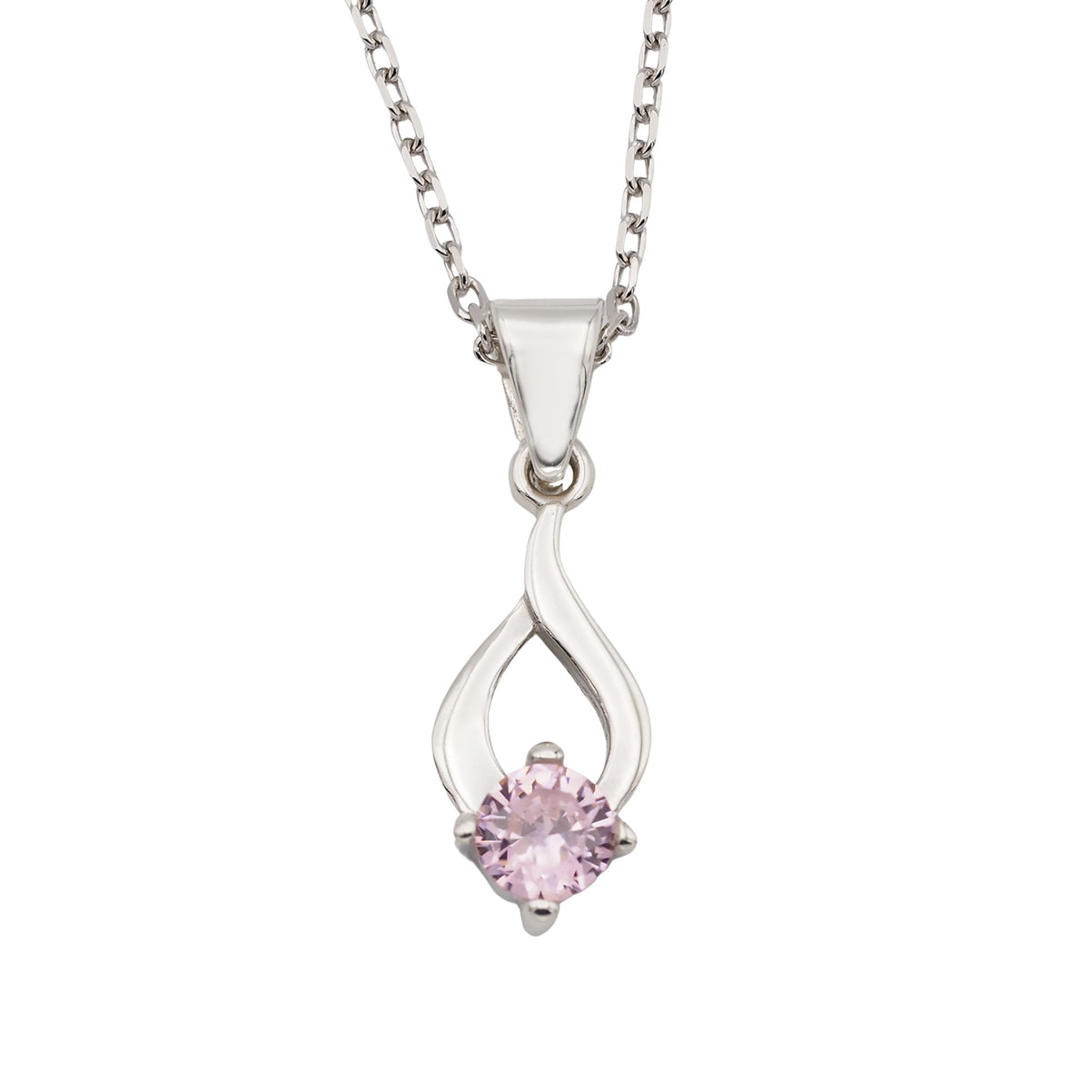 Collar Tear de plata con piedra rosa - Andrea Jewels