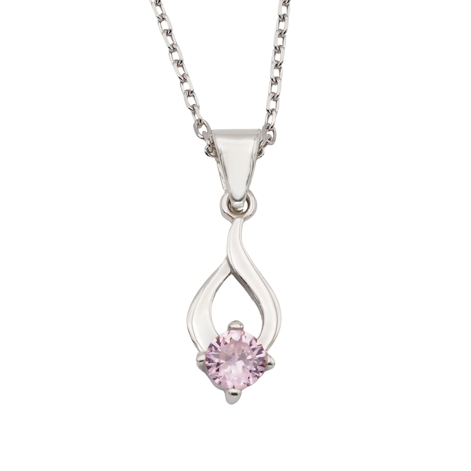 Collar Tear de plata con piedra rosa - Andrea Jewels