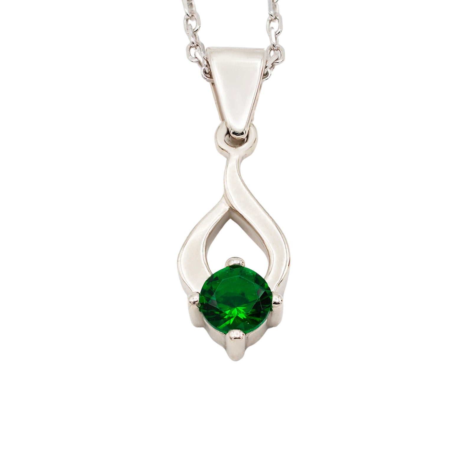 Collar Tear de plata con piedra verde - Andrea Jewels