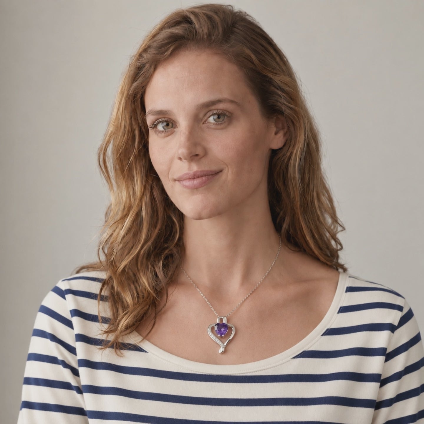 Vídeo de mujer con collar Nina de plata con piedra amatista - Andrea Jewels