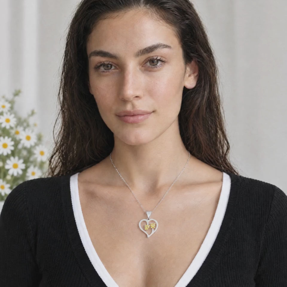 Vídeo de mujer con collar Duo de plata con dos piedras amarillas - Andrea Jewels